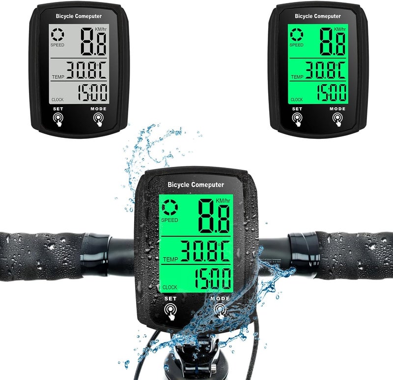 Frdhee Bike Computer Wired, Bicycle Odometer Wired MPH KM/H Bike Speedometer Waterproof Bike Odometer with Touch Sensor Switch, Big Digital LCD Screen, Automatic Wake-up - Image 1